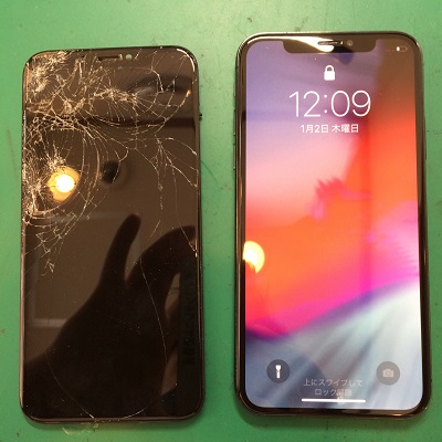 iPhoneX画面修理後